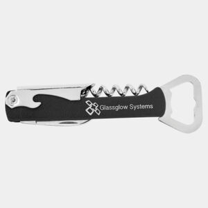 Black/Silver Laserable Leatherette Wine Bottle Opener Thumbnail