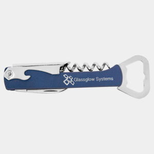 Blue/Silver Laserable Leatherette Wine Bottle Opener Thumbnail
