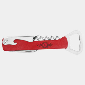 Red Laserable Leatherette Wine Bottle Opener Thumbnail