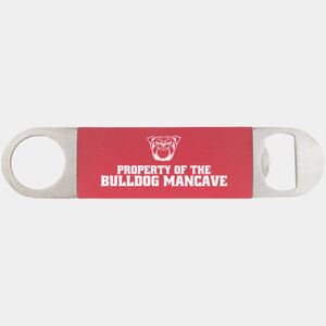 1 1/2" x 7" Red/White Bottle Opener with Silicone Grip Thumbnail