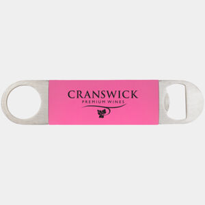 1 1/2" x 7" Pink/Black Bottle Opener with Silicone Grip Thumbnail