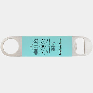 1 1/2" x 7" Teal/Black Bottle Opener with Silicone Grip Thumbnail