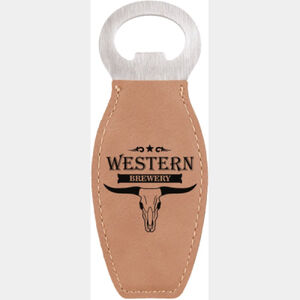 Light Brown Laserable Leatherette Bottle Opener with Magnet Thumbnail