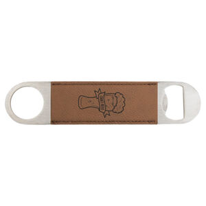 1 1/2" x 7" Dark Brown Laserable Leatherette Bottle Opener Thumbnail