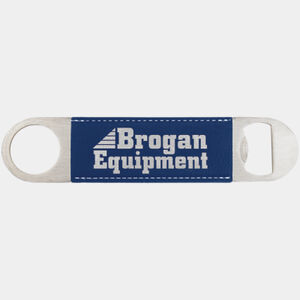 1 1/2" x 7" Blue/Silver Laserable Leatherette Bottle Opener Thumbnail